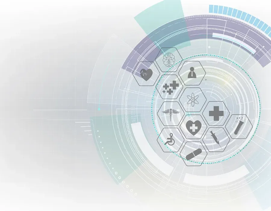 Graphic of several medical and healthcare related icons